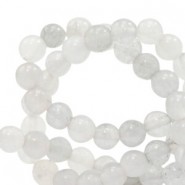 Jade natural stone beads round 6mm Light grey